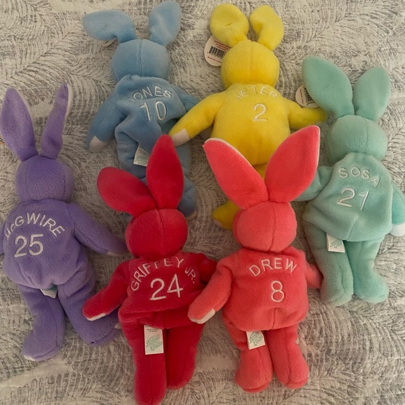 🐰⚾️ RARE RETIRED SALVINO’S BAMM BUNNIES ENTIRE SET OF 6 BASEBALL BUNNIES! MWMT! - Picture 2 of 15